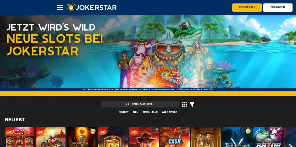 JokerStar Casino Startseite - GGL-lizenziertes Online Casino Deutschland
