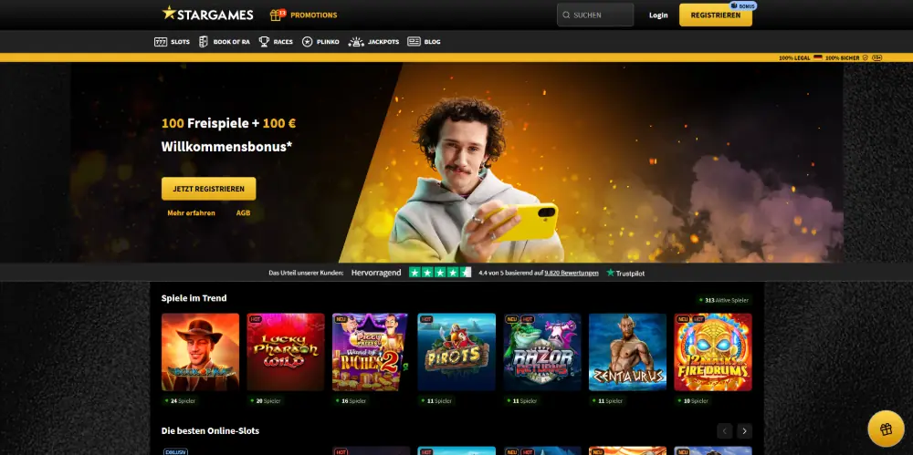 StarGames Casino Startseite - GGL-lizenziertes Online Casino Deutschland