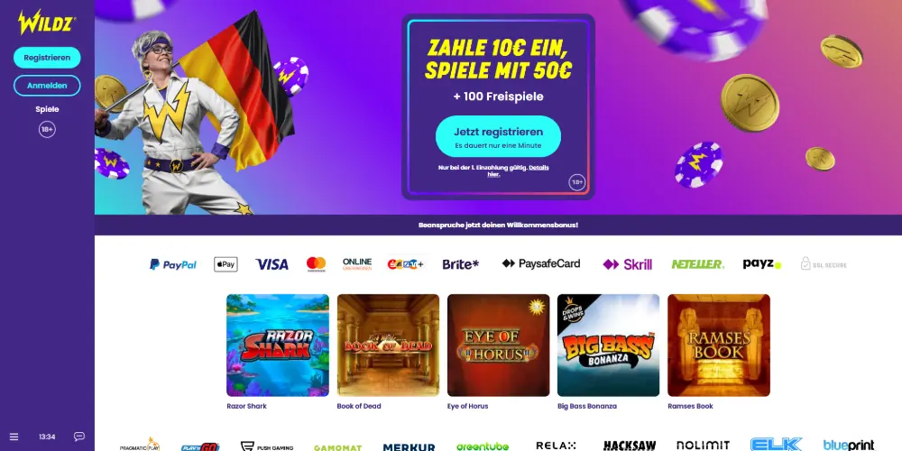 Wildz Casino Startseite - GGL-lizenziertes Online Casino Deutschland